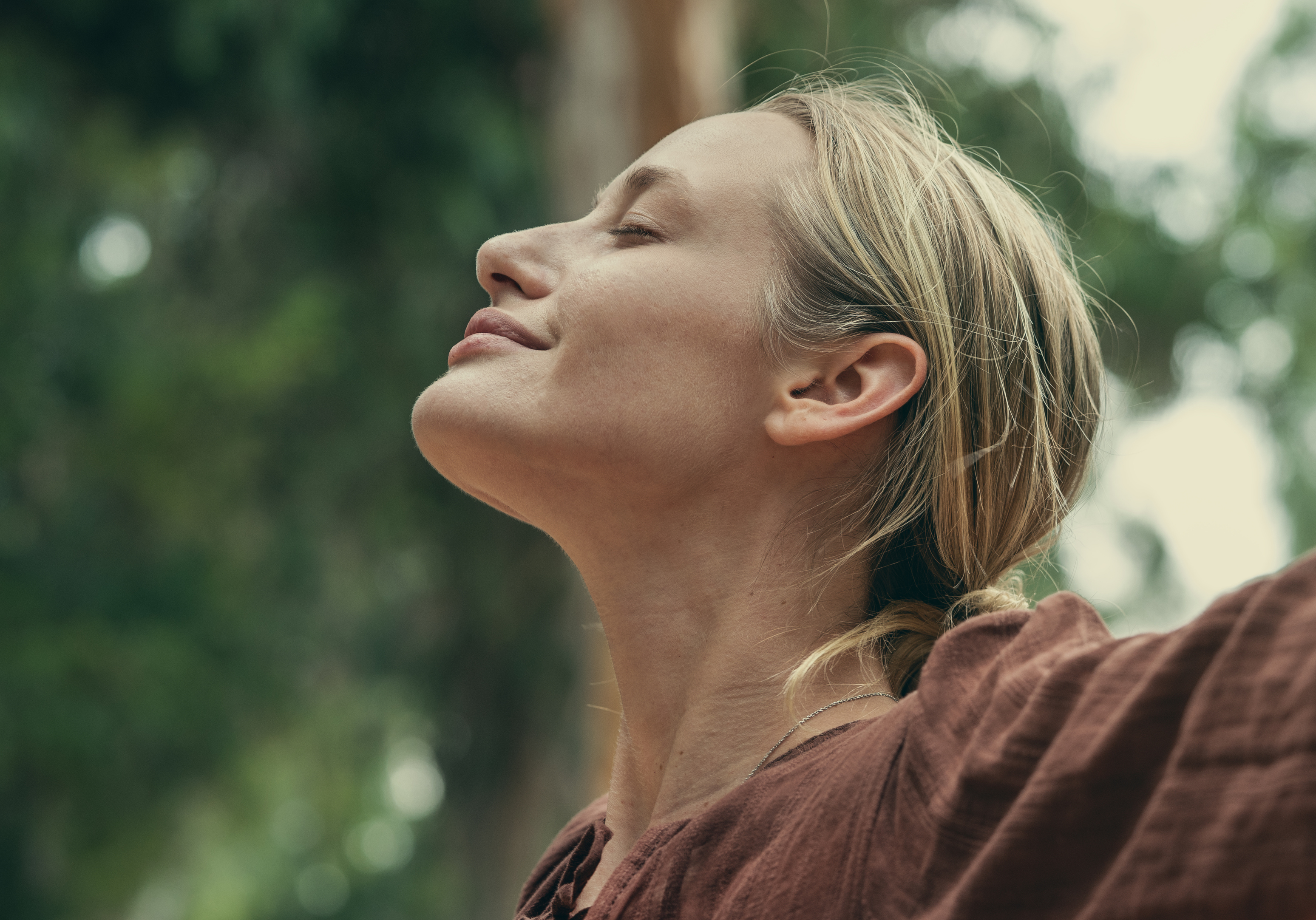 woman in woods